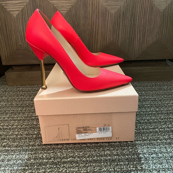 Prada Shoes - Prada Stilletos with Gold Heels